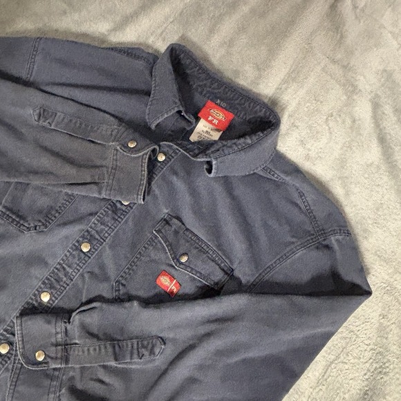 Dickies Other - Dickies Shirt Mens 2X Large Blue FR Flame Resistant Long Sleeve Button Up
